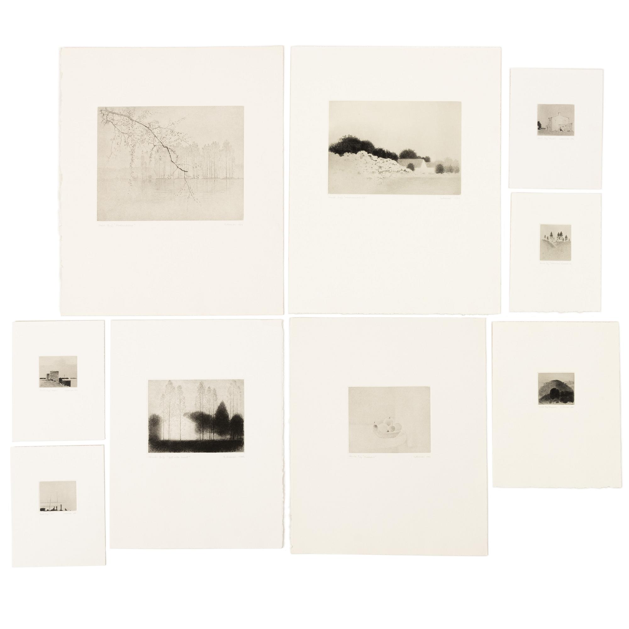 Gunnar Norrman, Drypoint etchings, 9, signed and numbered.