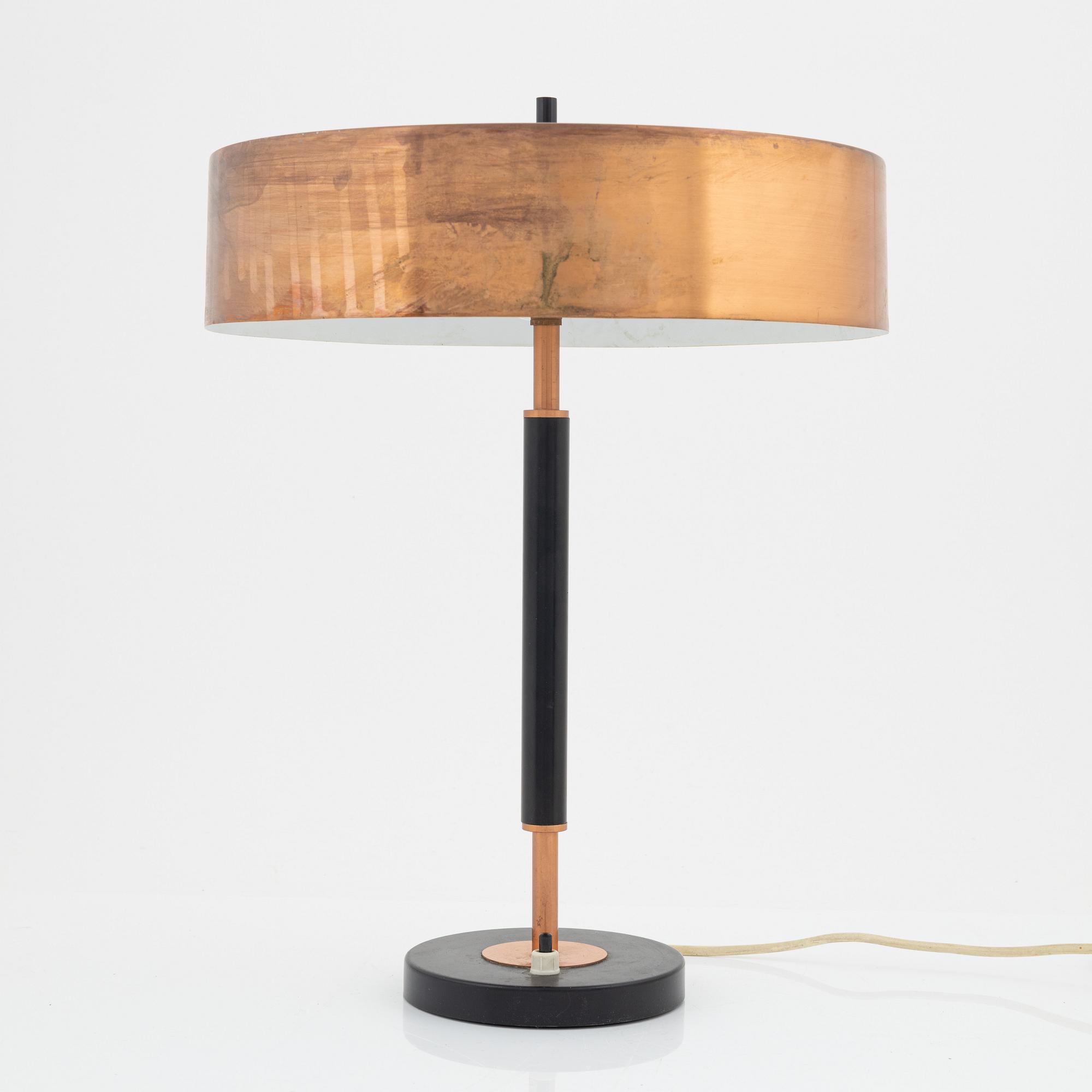 A copper table light, mid 20th Century.