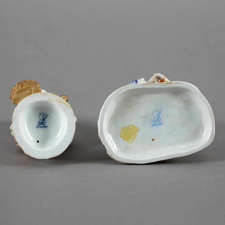 FIGURINER, 2 stycken, porslin, Potschappel, Dresden, 1900-tal.