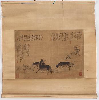 A Chinese painting, watercolour and ink on paper, Han Xian, 1889.