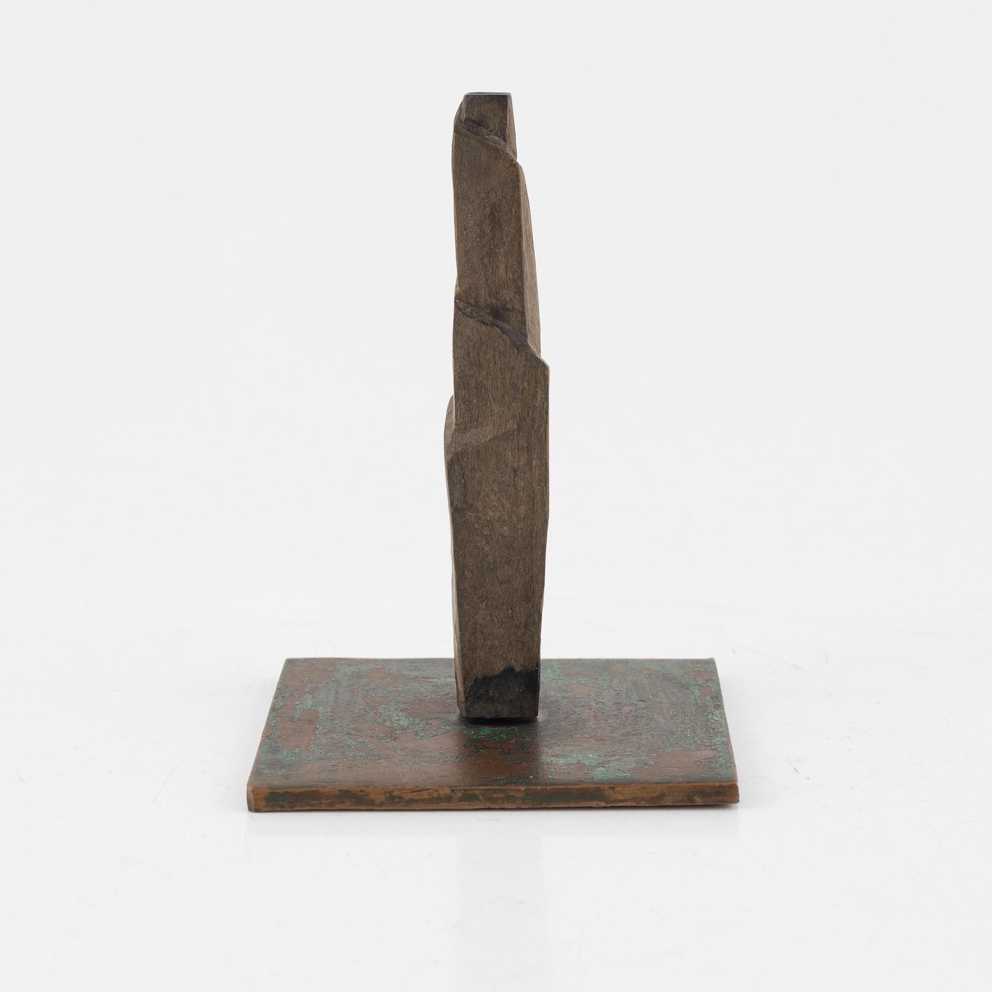 Arne Jones, sculpture, unsigned, wood on a metal base, height 10.5 cm.