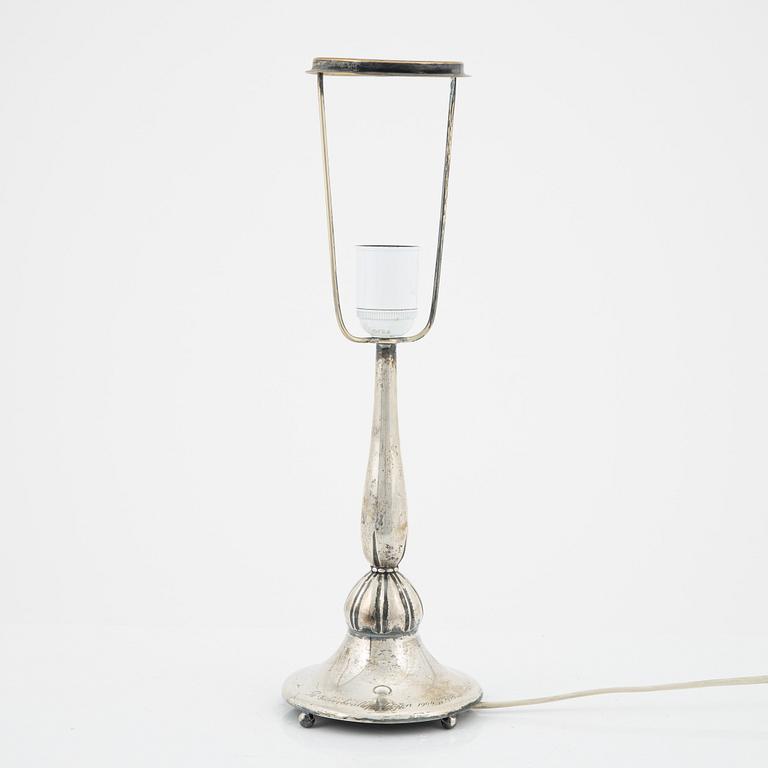 J Grönroos, a silver table lamp, Kristianstad 1929.