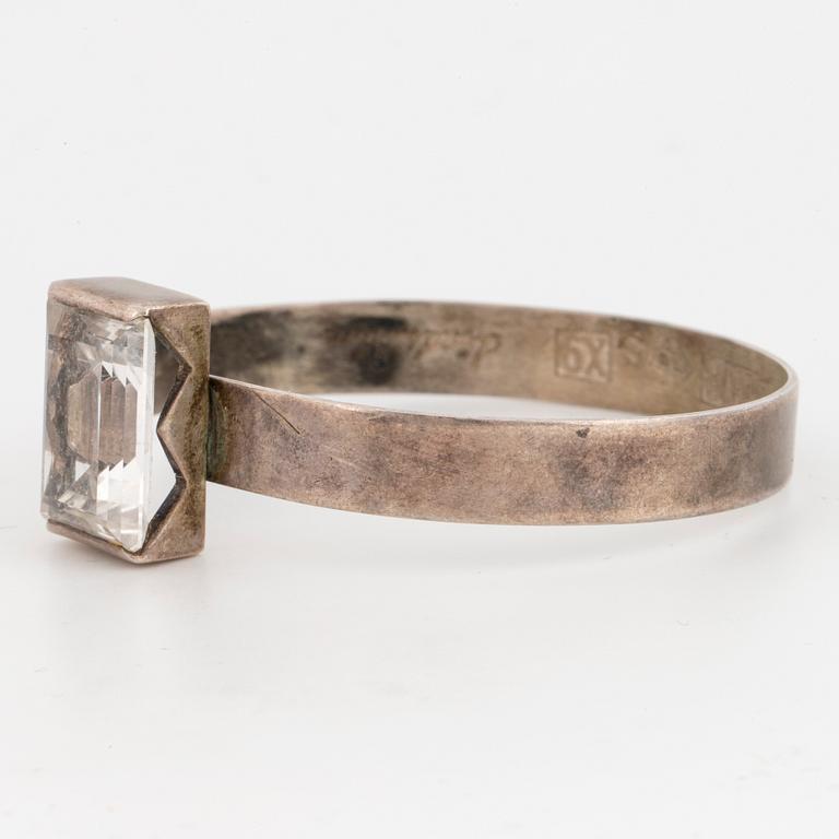 Bangle, sterling silver with faceted rock crystal. Åke Lindström for Bengt Hallberg.