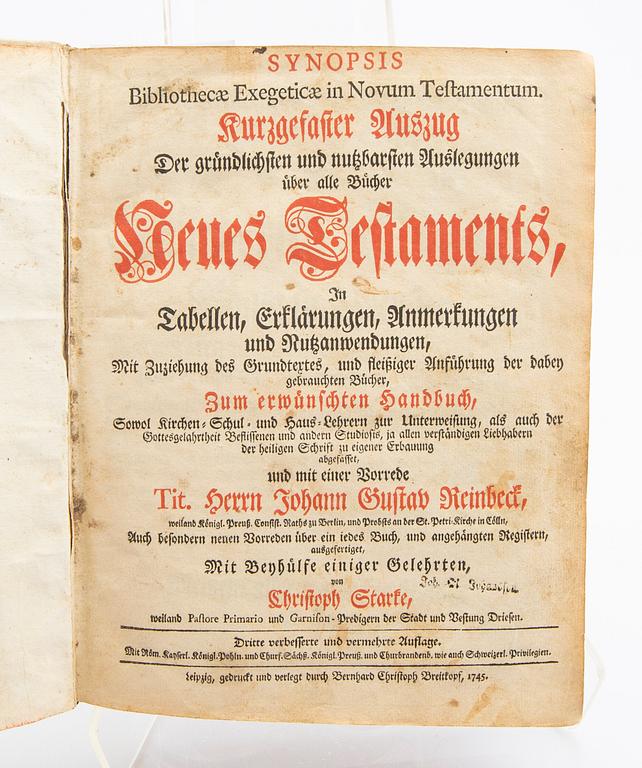 Christoph Starke, books, three parts in two volumes, Lepzig 1745-46.