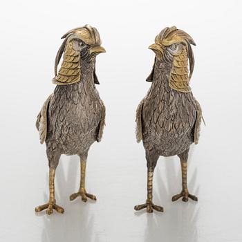 Bordsdekorationer, ett par, silver, Spanien kring 1900-talets mitt.