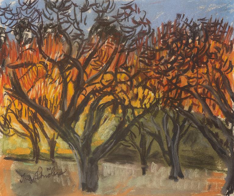 Inge Schiöler, pastel, signed.