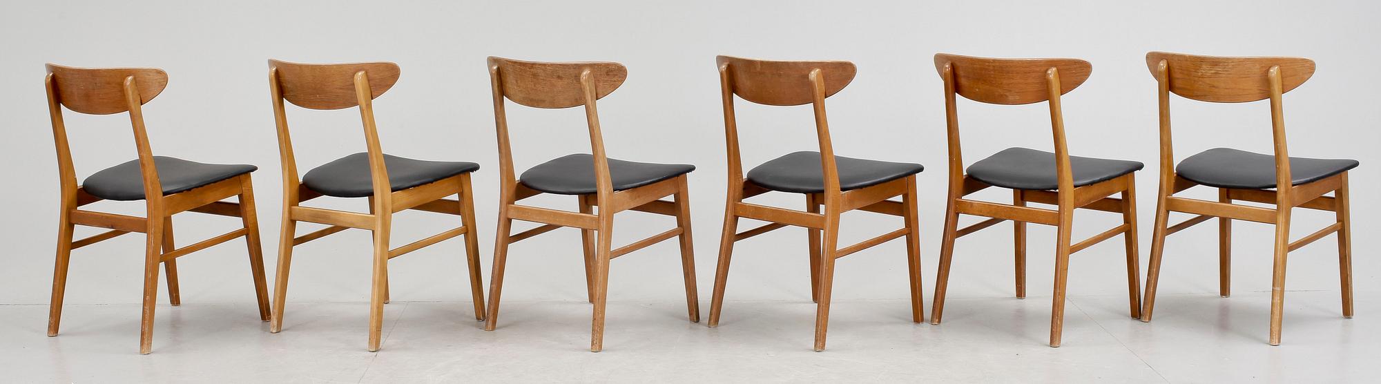 STOLAR, 6 st, Farstrup Möbelfabrik, Danmark, 1950/60-tal.