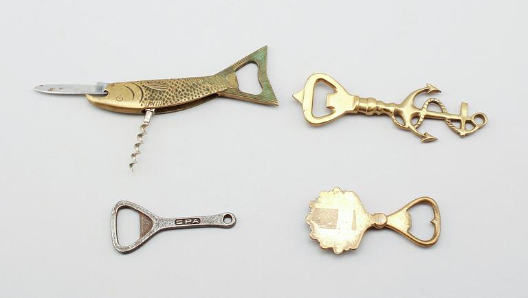 KAPSYLÖPPNARE, 4 st, mässing och metall, 1900-talets första hälft.