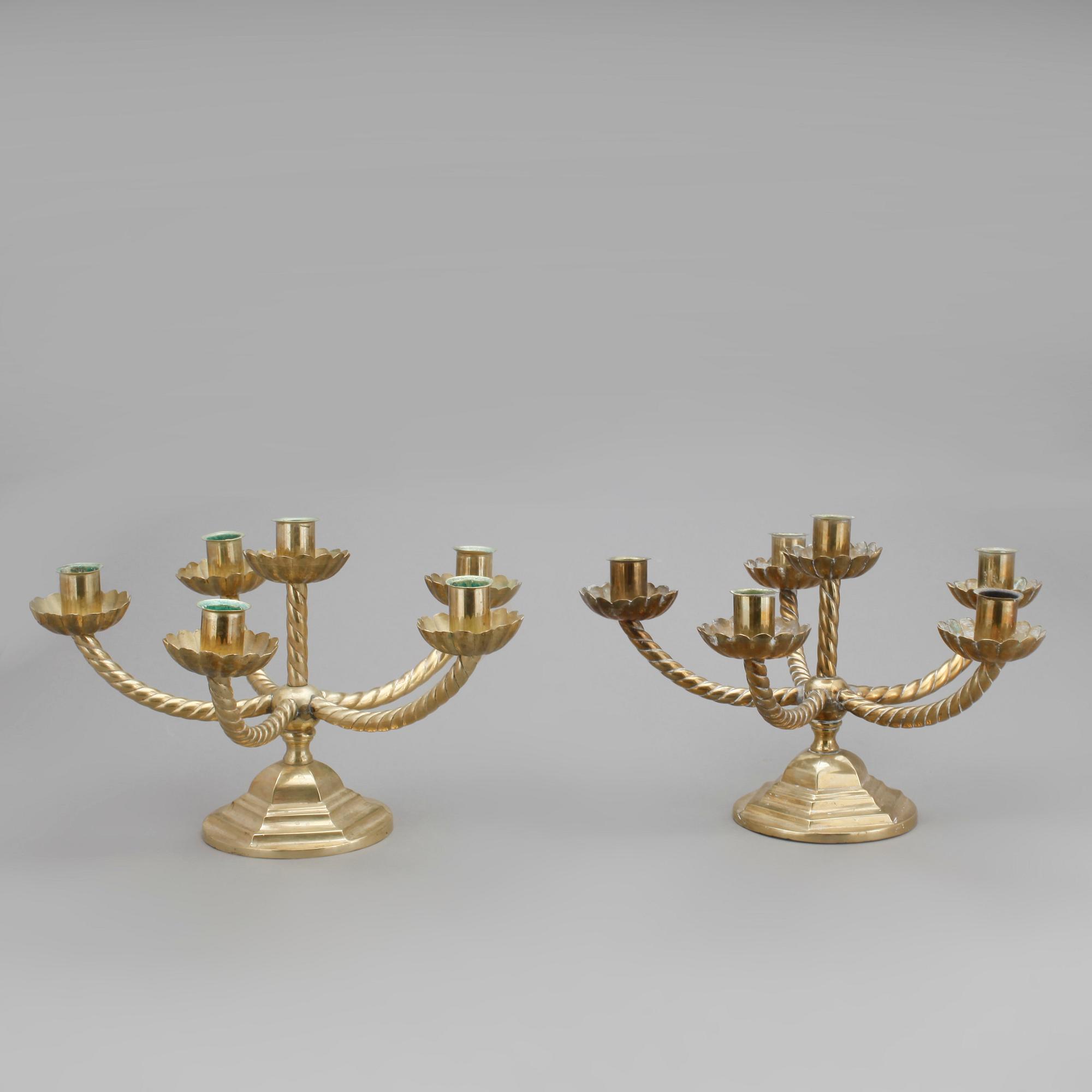 KANDELABRAR, ett par, mässing, 1900-tal.