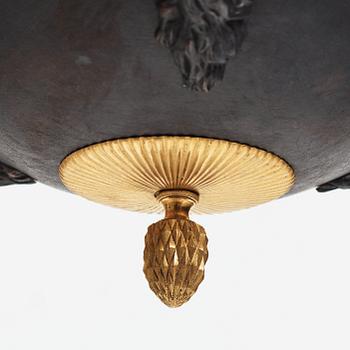 A Swedish Empire three-light hanging-lamp, beginning of the 19th century.