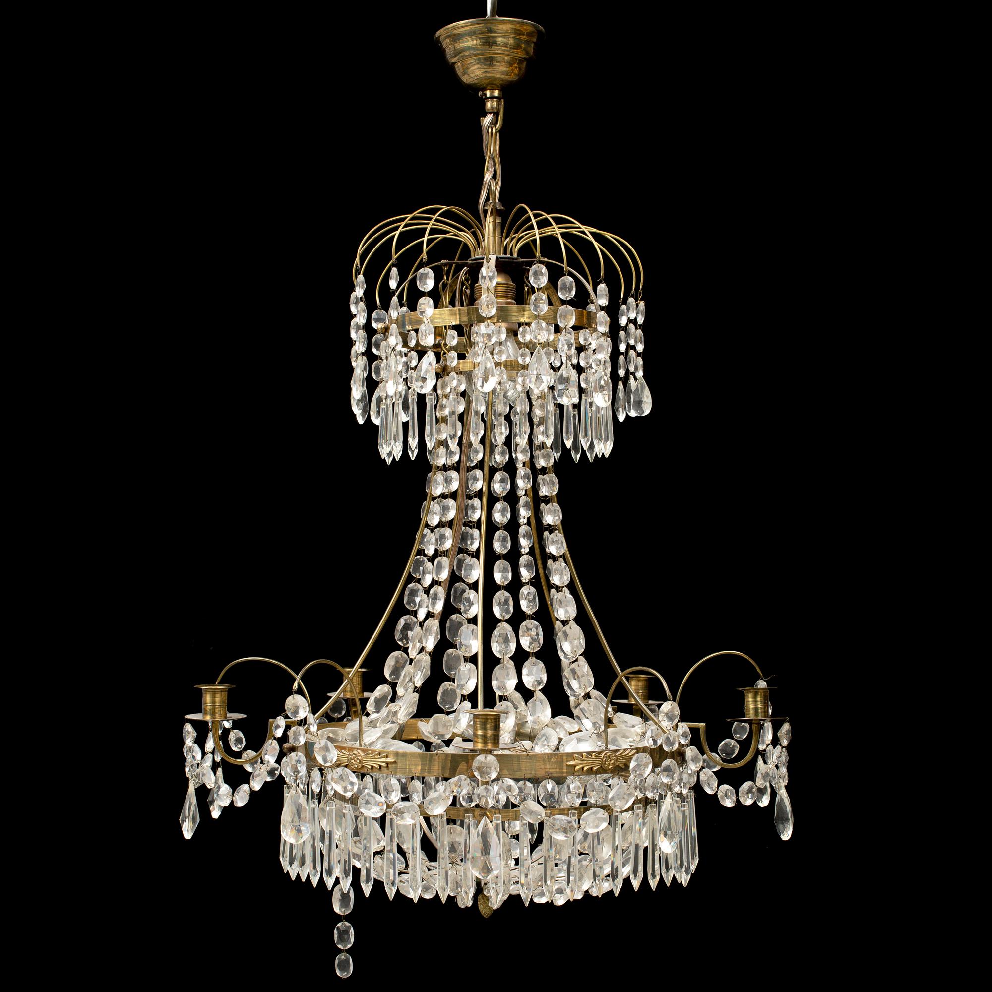 A Gustavian style chandelier, mid 20th Century.