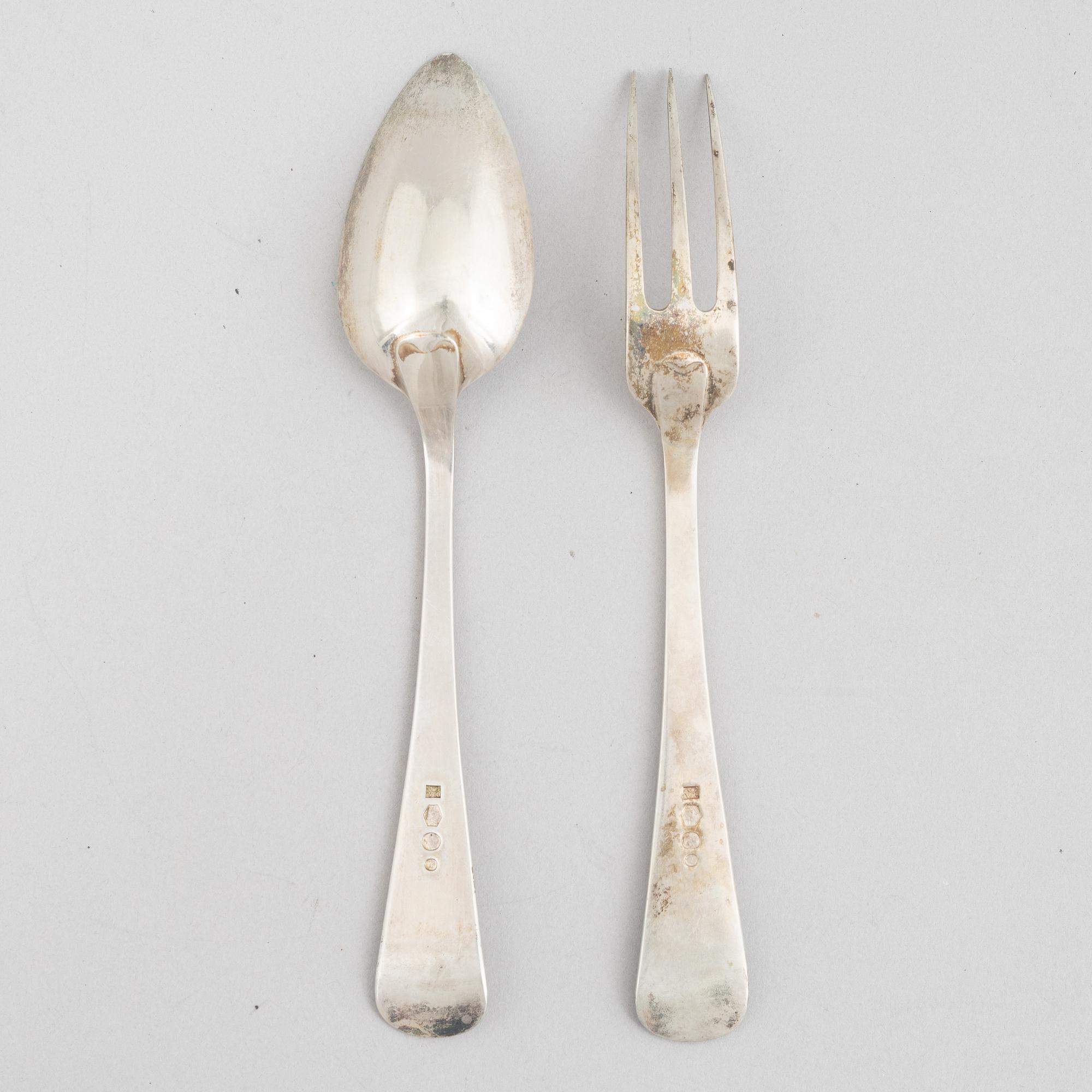 J.M. van Kempen & Zn., bestickuppsättning, 24 delar, silver, i schatull, Voorschoten, Nederländerna 1907.