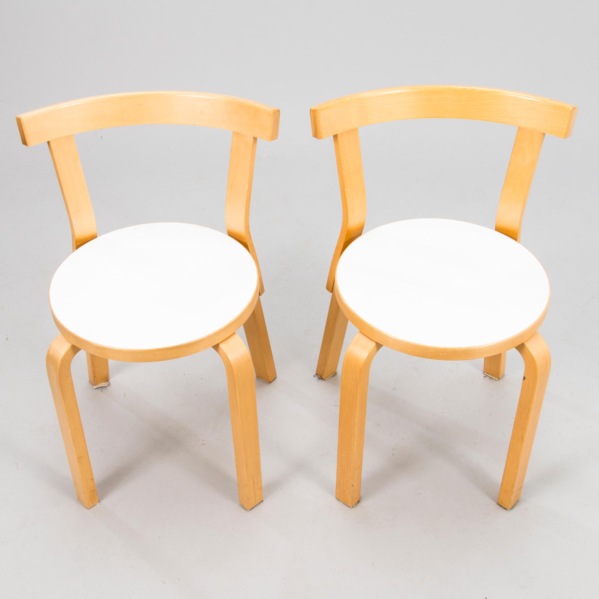 ALVAR AALTO, a set of six model 68 Chairs by Artek.