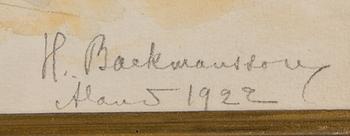 HUGO BACKMANSSON, akvarell, signerad och daterad Åland 1922.