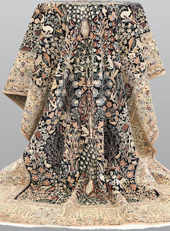 Matta, Nain, figural, Part Silk, S.K 6LAA, ca 283 x 180 cm.