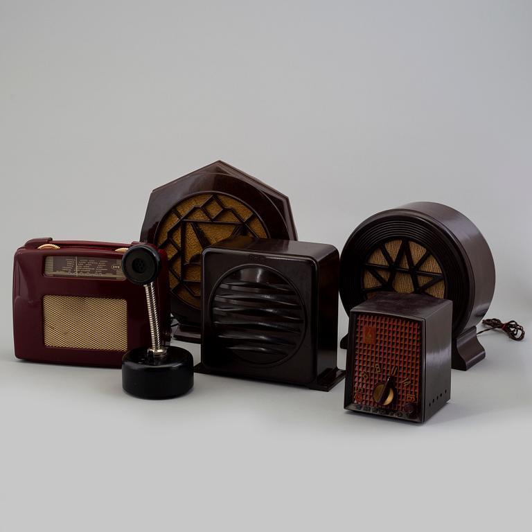 Radios, microphone and speakers, 6 pieces, first half of the 20th century.