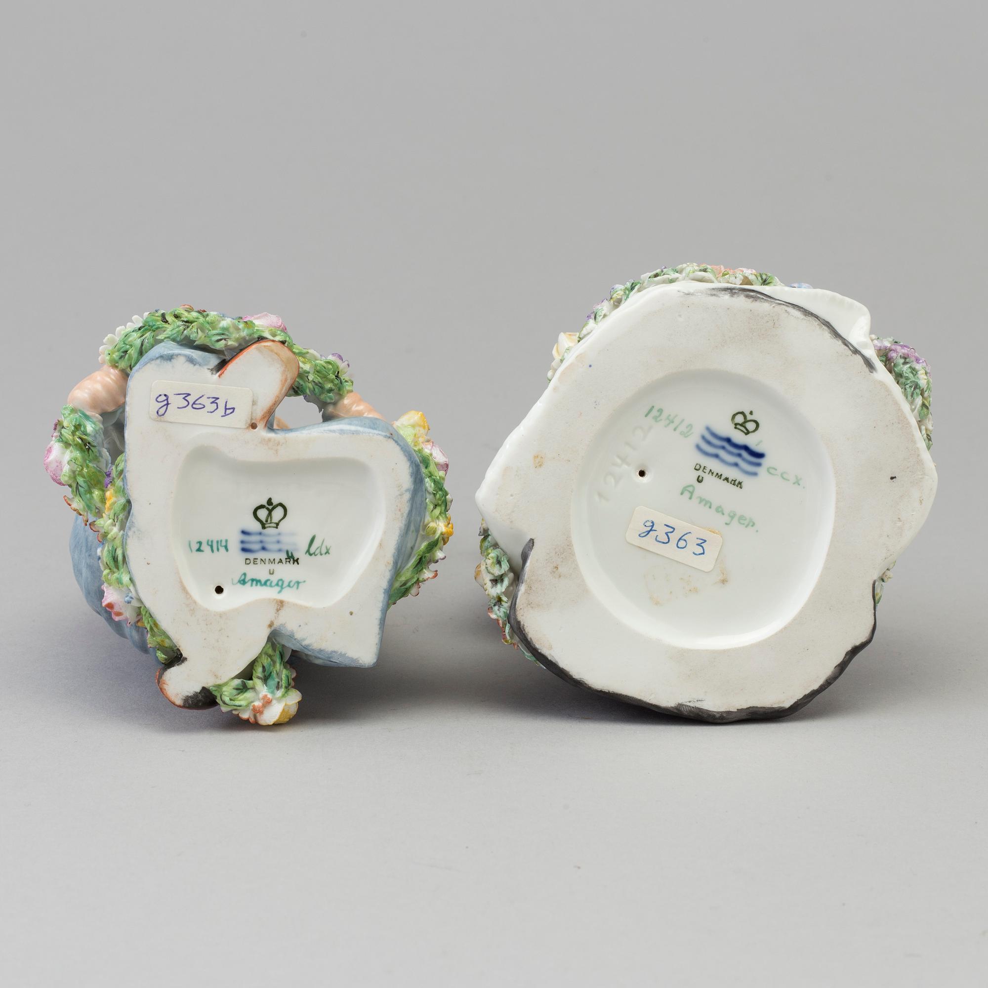 FIGURINER, två stycken, porslin. "Amager", Royal Copenhagen, Danmark, 1940-tal.