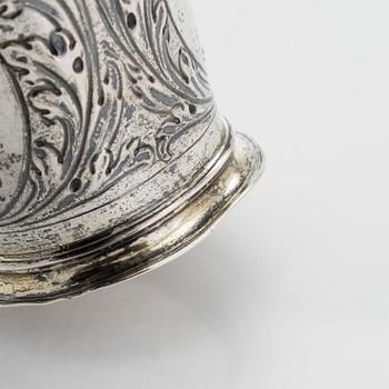 A silver beaker, mark of Cornelius Poppe, Augsburg, Germany, ca. year 1700.