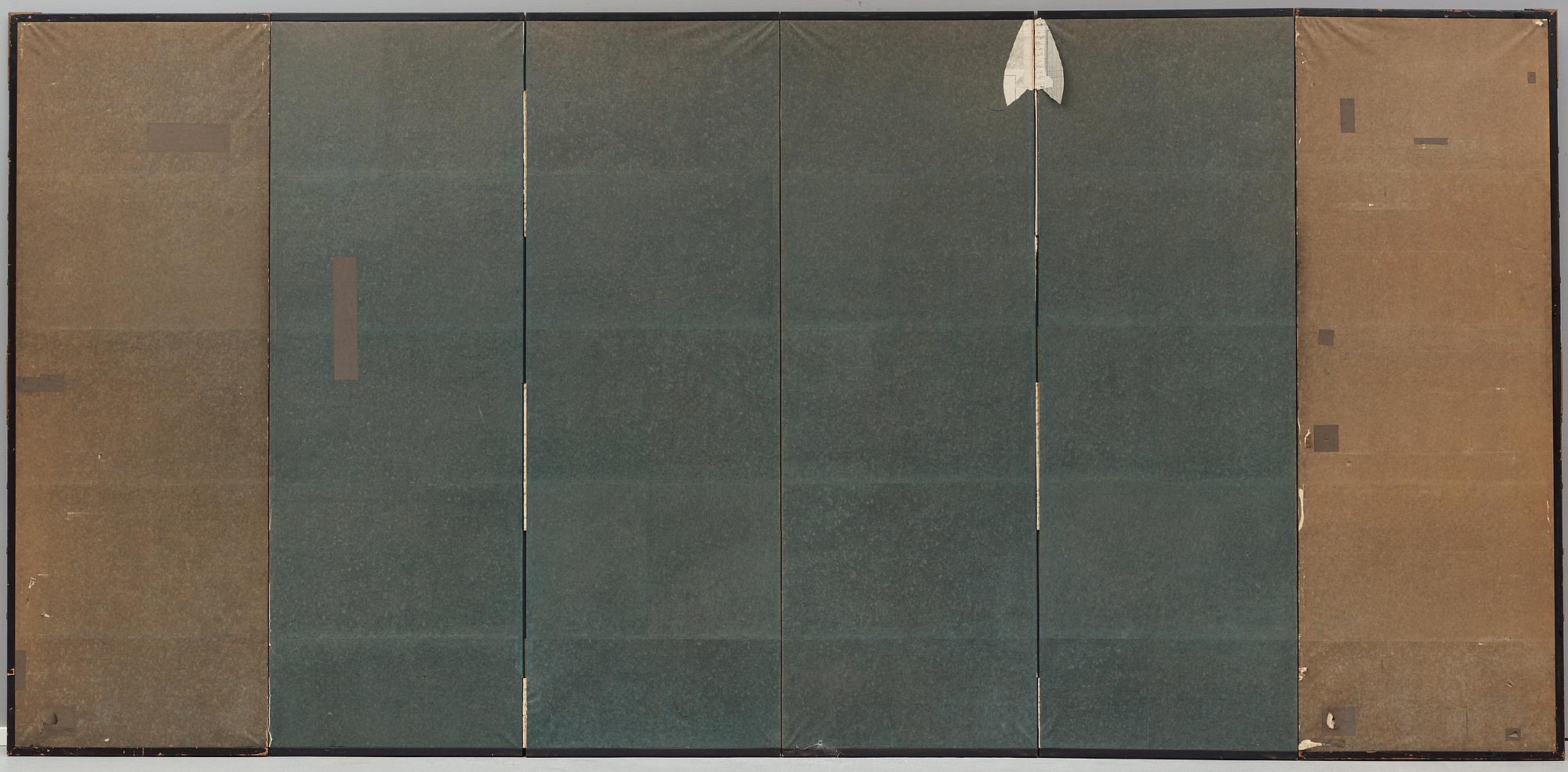 A pair of Japanese six panel screens, Edo period, 19th Century.