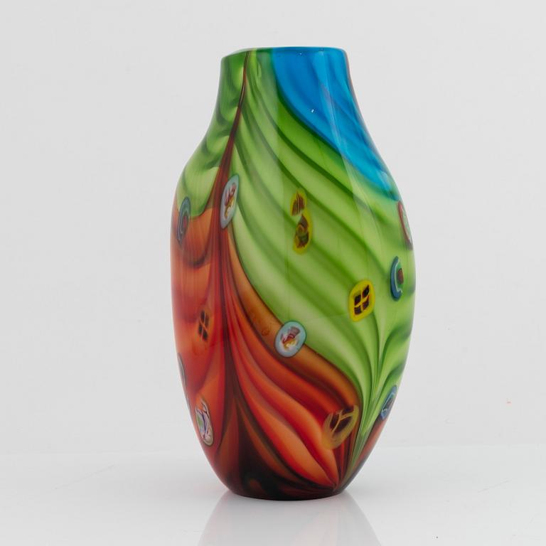 A Millefiori glass vase, probably Murano, Italy.