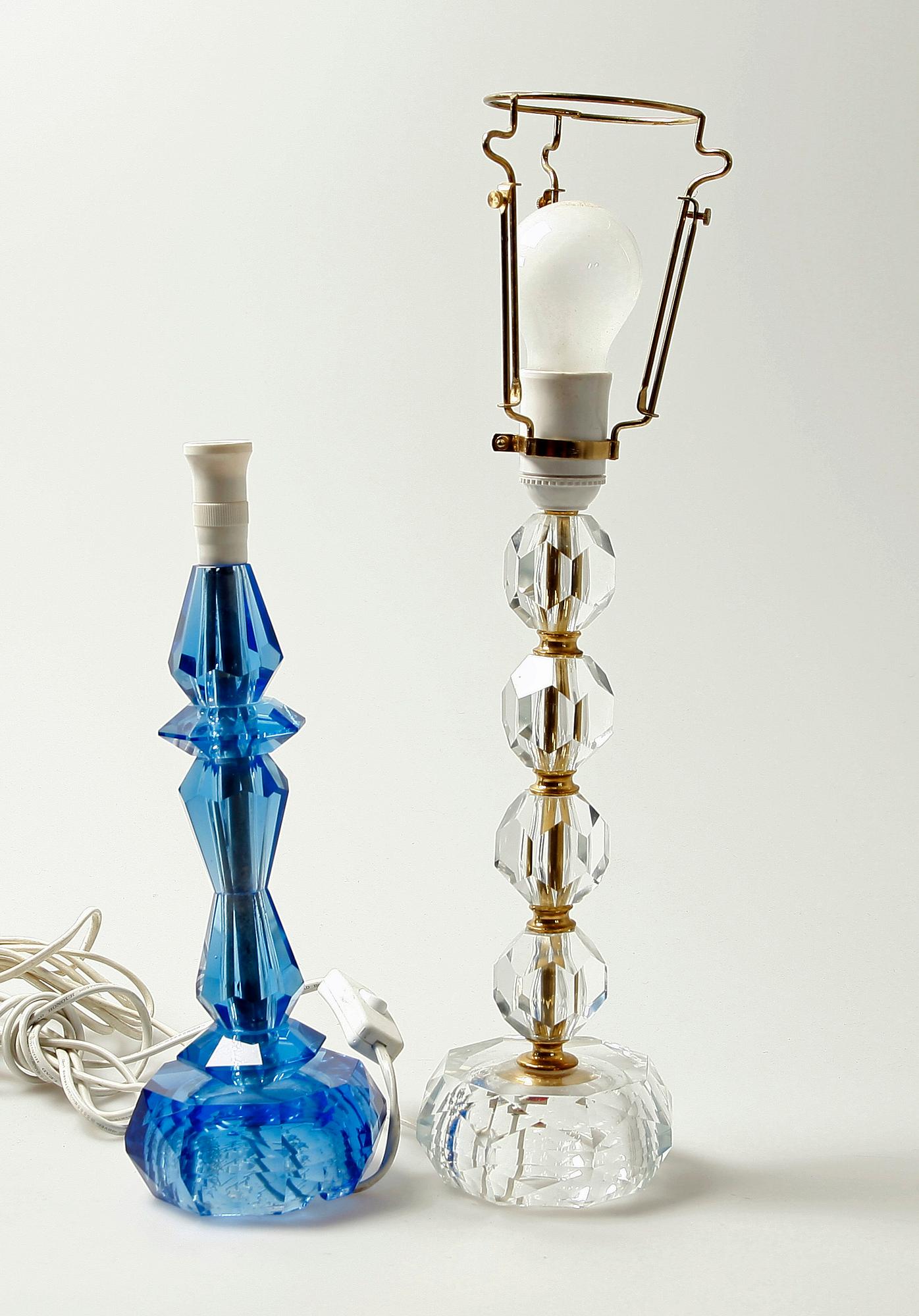 BORDSLAMPOR, 2 st, glas, 1900-tal.