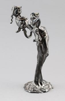 LJUSSTAKE, försilvrad metall, Claude Bonnefond, 1900-talets början.