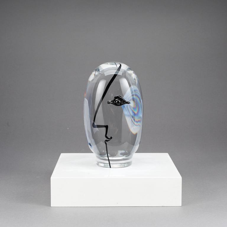 GÖRAN WÄRFF, skulptur "Dykarens upptäckt" glas, signerad, Kosta Boda unik.