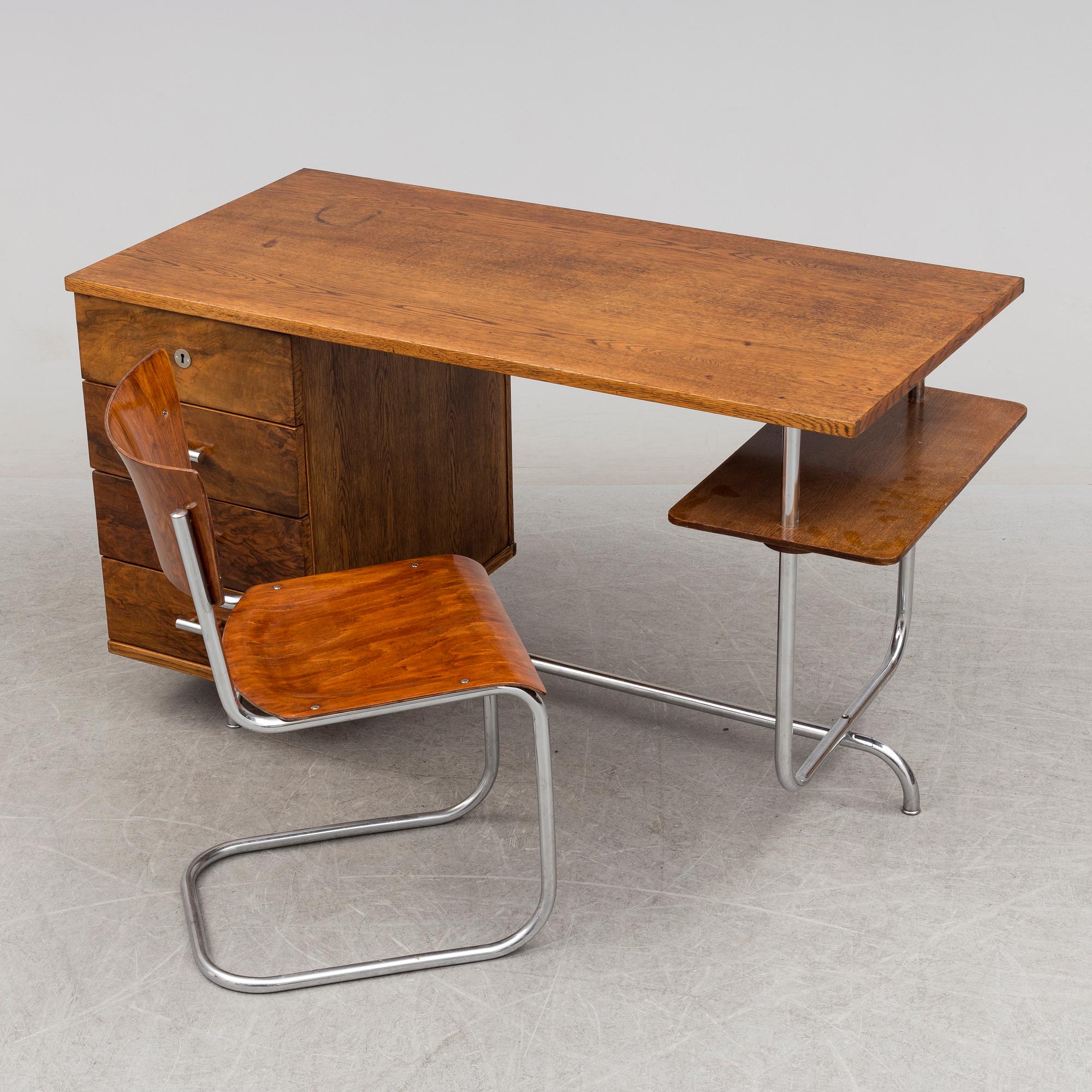 JINDRICH HALABALA, skrivbord samt MART STAM, stol, 1930-tal.