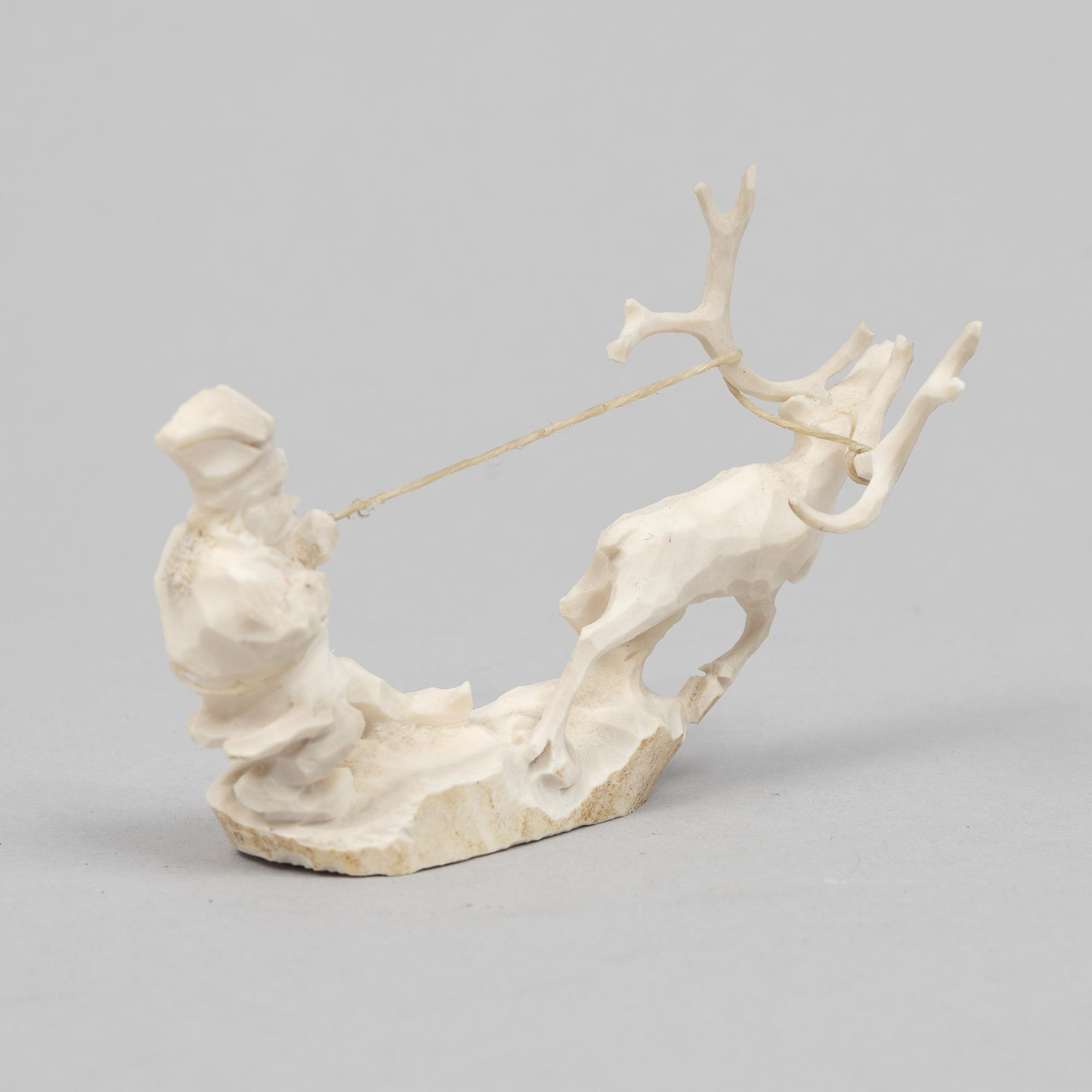 Erik Norberg, antler figurines figurines, signed with monogram and dated -57, -58 and -60.