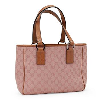 353. GUCCI, a pink monogram canvas handbag.