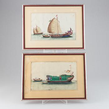 A set of 8 paintings on rice paper by unkonwn Chinese artist, Qing dynasty, 19th Century.