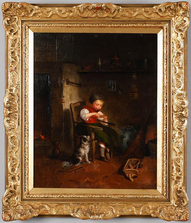 OKÄND KONSTNÄR, olja på pannå, otydligt signerad och daterad 1873.