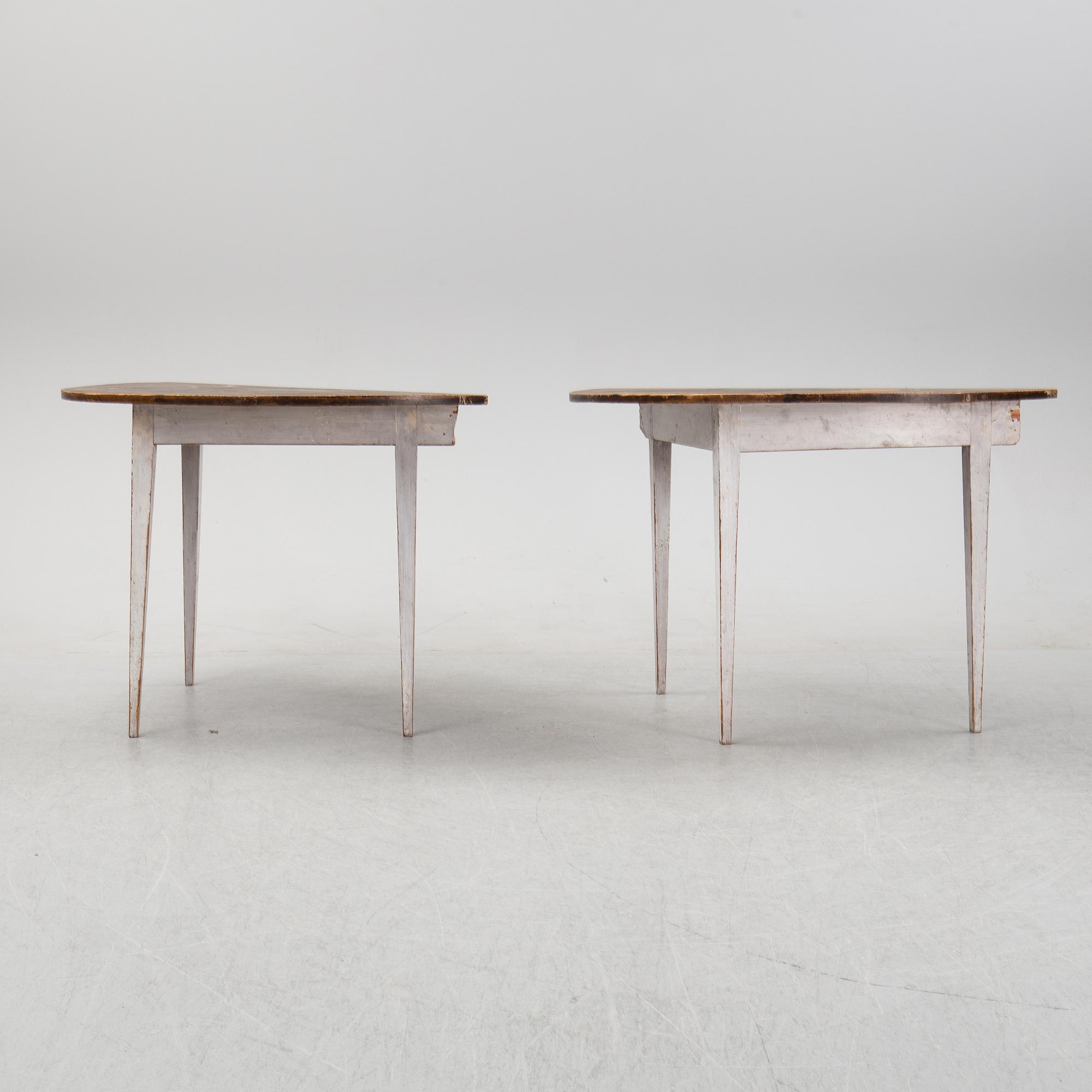 A pair of painted side tables, 19th Century.