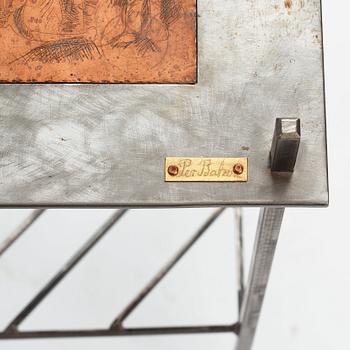 Madeleine Pyk, & Per Baker, a table with a copper etching, 1960s and 21st century.