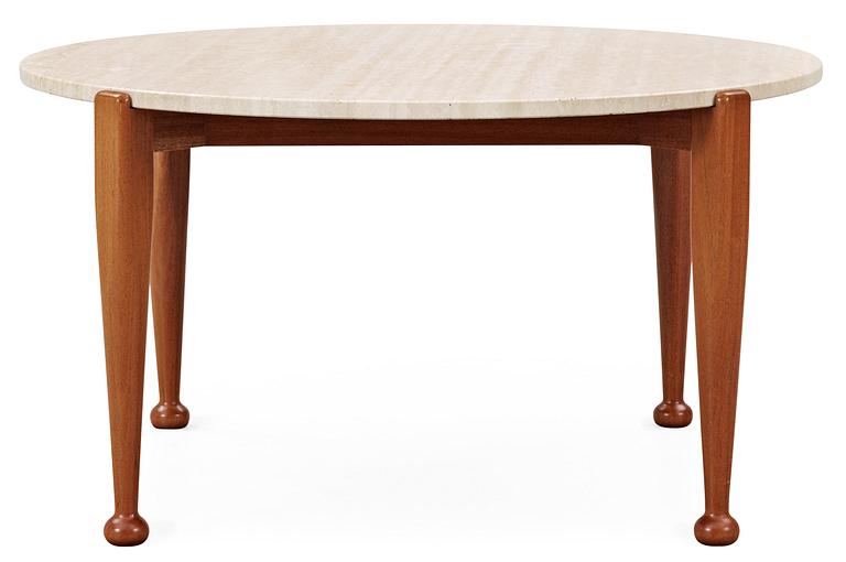 A Josef Frank mahogany and travertine top table by Svenskt Tenn, model 965.
