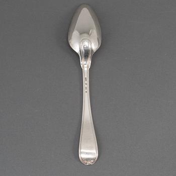 A Swedish set of eleven 19th century silver spoons, mark of ID Blomsterwall, Gothenburg 1825.