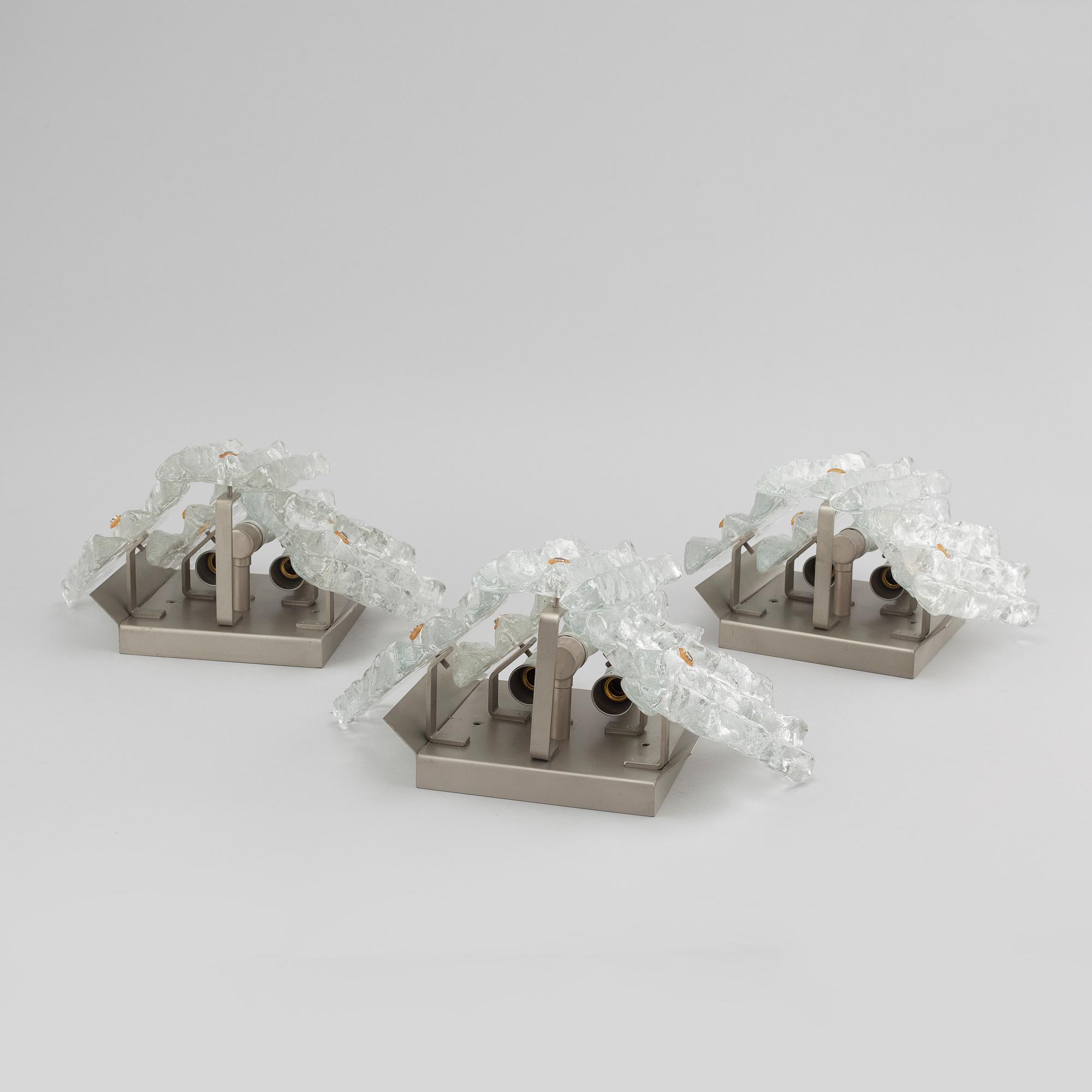 Three wall lamps from J.T Design in Kalmar, made in Austria, second half of the 20th century.