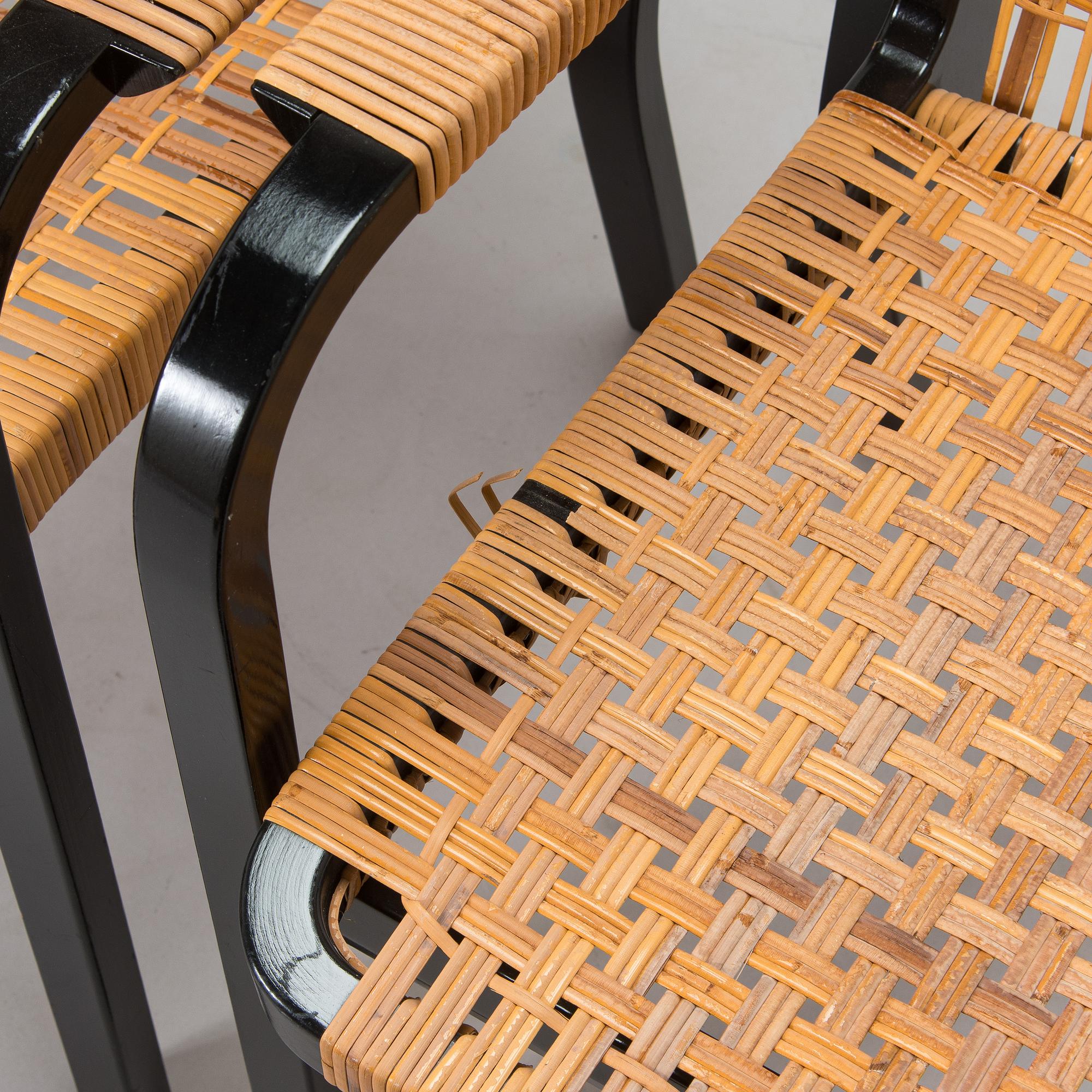 Alvar Aalto, nojatuoleja, 6 kpl, malli 45, Artek 1970-luku.