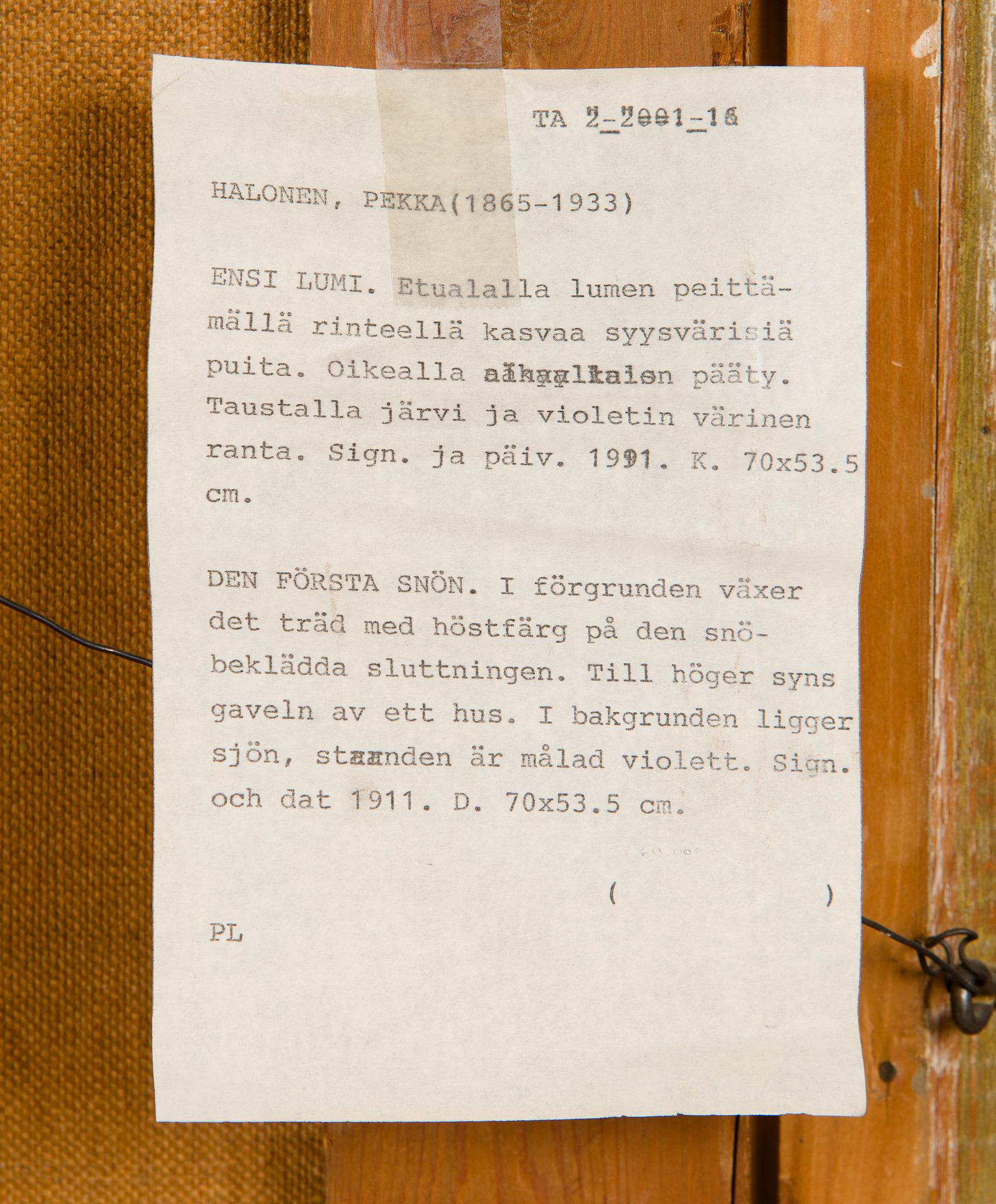 Pekka Halonen, Den första Snön.