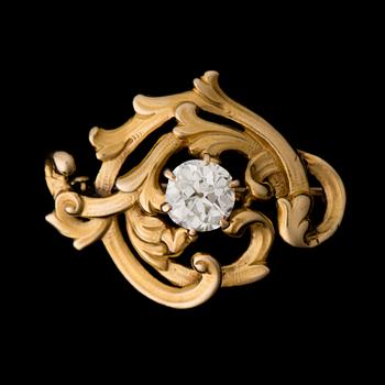 A BROOCH, old cut diamond, 18K gold.