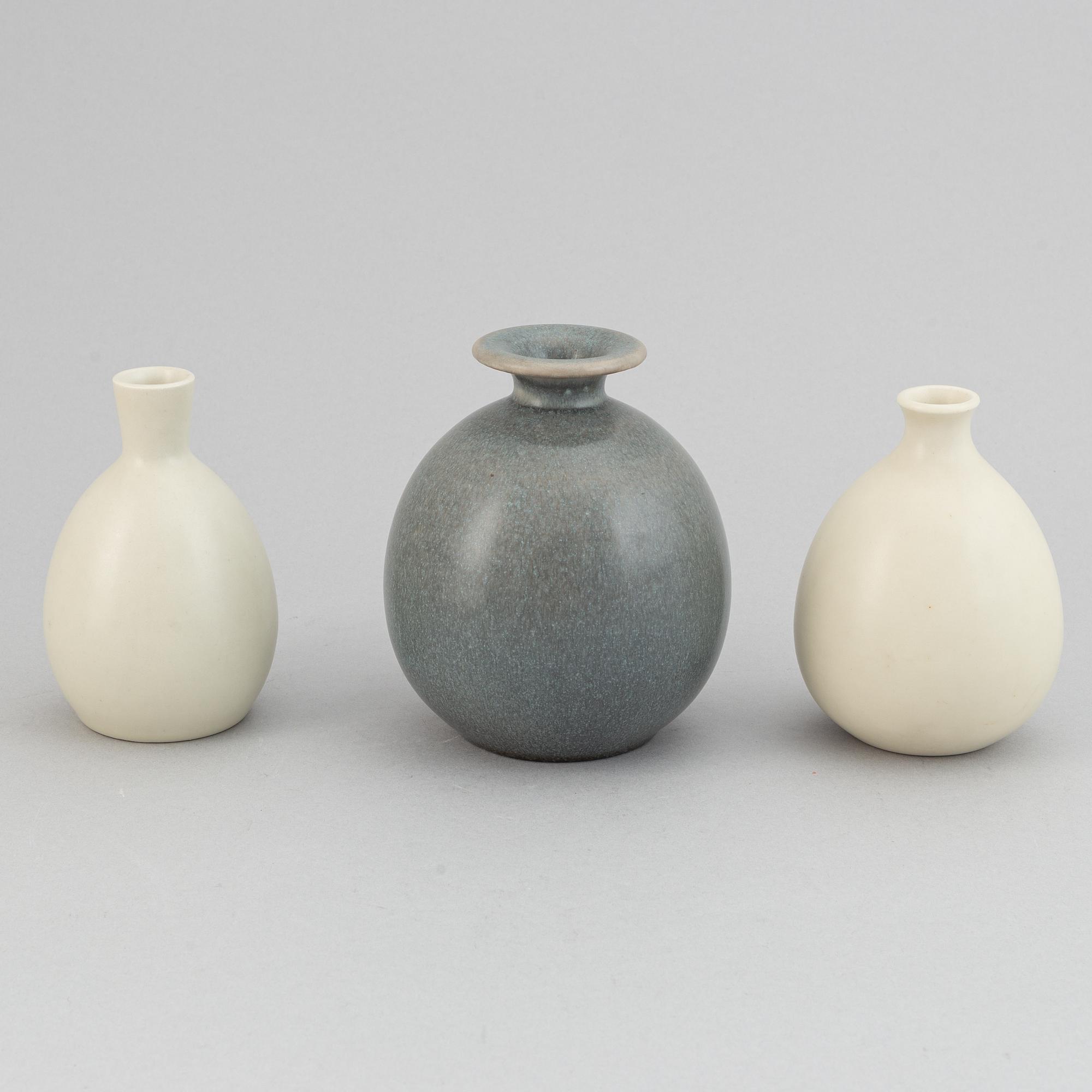 Erich & Ingrid Triller, a set of three stoneware vases, Tobo.