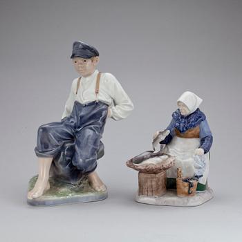 FIGURINER, 2 st, porslin, Royal Copenhagen samt Bing Gröndal.