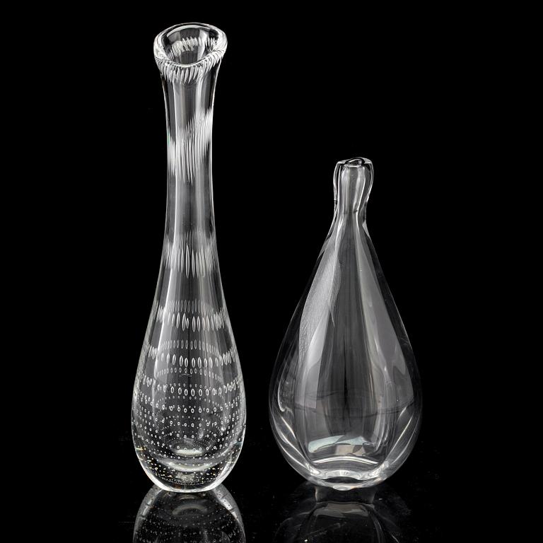 A Vicke Lindstrand glass vase and one Kosta vase, mid 20th century.