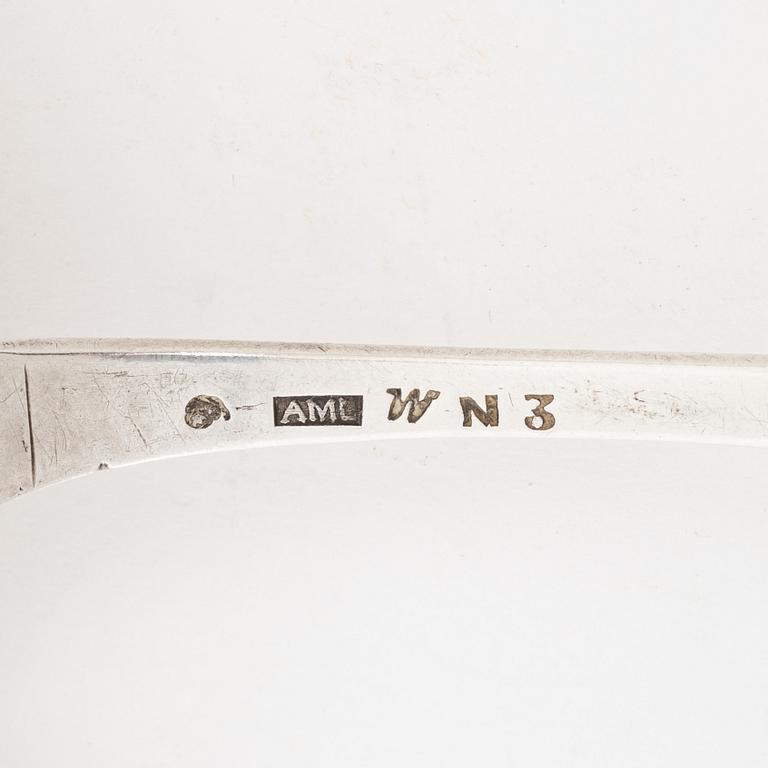 Skedar, 6 st, silver, olika mästare, bl.a. Johan Petter Molér, Visby, 1813. Karl Johan.