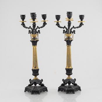 A pair of Empire style candelabras, possibly France, second half of the 19th century.