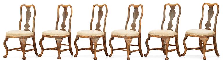 STOLAR, sex stycken. Västsvensk rokoko, 1700-talets andra hälft. Rokoko.