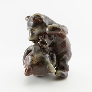 Karl Grössl figurine Playful Bears Rörstrand stoneware.