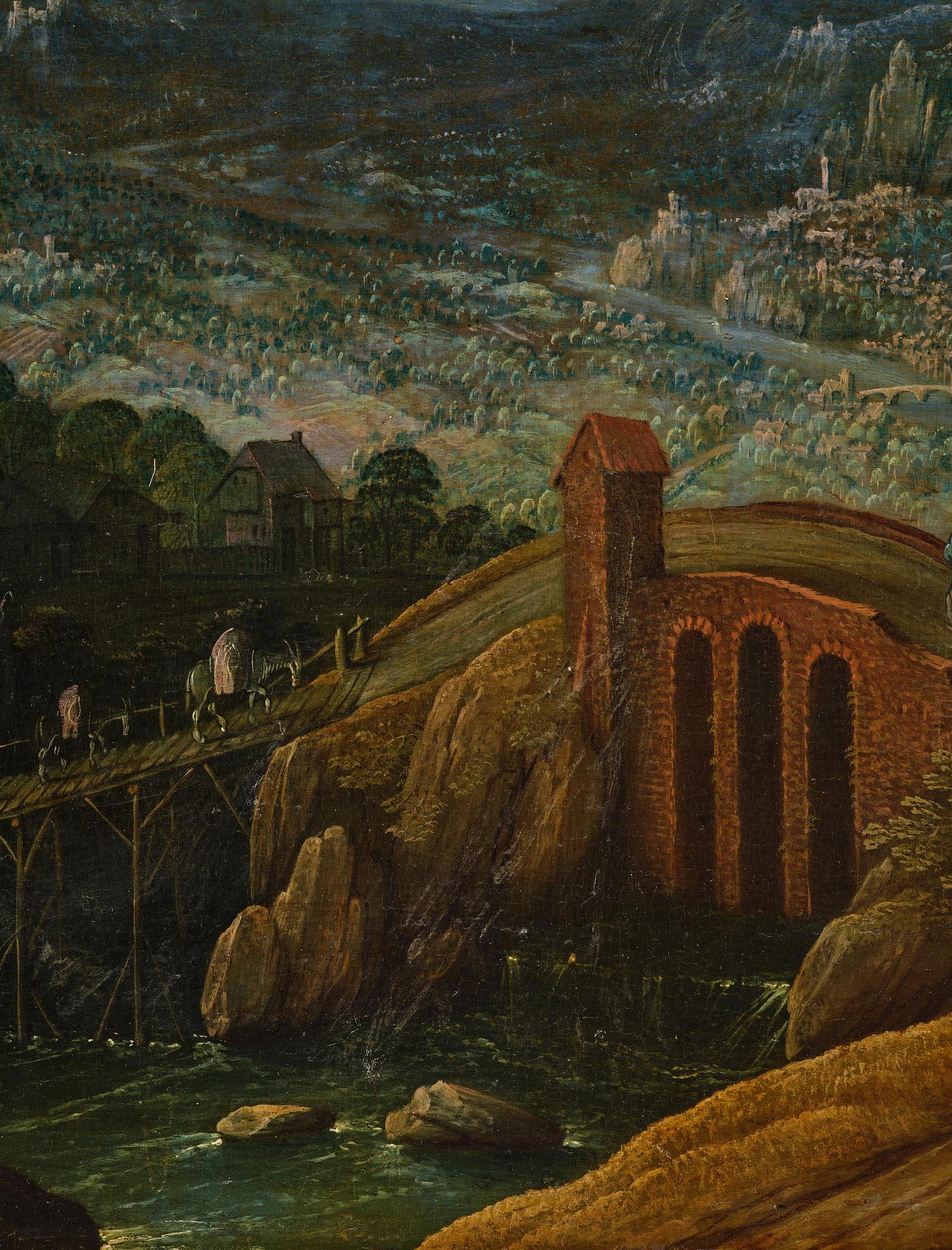 Tobias Verhaecht, Wide landscape with Herse and her maidservants discovered by Mercury on the way to the Temple of Minerva.