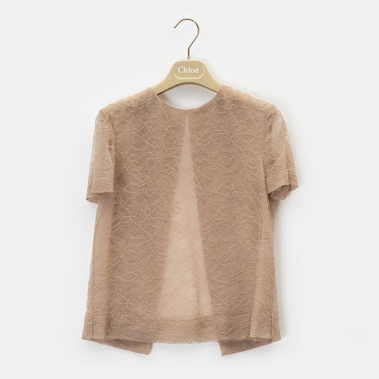 Chloé, a lace silk blouse, size 34.