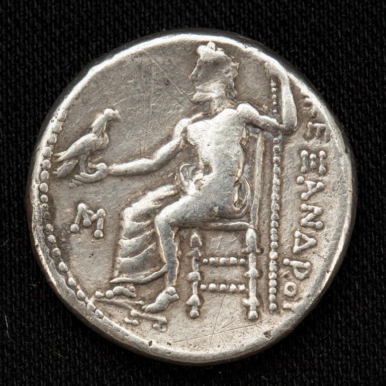 ANTIKT MYNT, silver. Alexander III(den Store). Grekland. 16g.